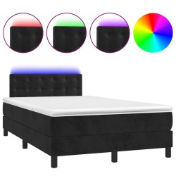 vidaXL Cama box spring colchón y LED terciopelo negro 120x200 cm