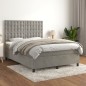 vidaXL Cama box spring con colchón terciopelo gris claro 140x190 cm vidaXL Cama box spring con colchón terciopelo gris claro 140x190 cm