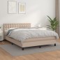 vidaXL Cama box spring con colchón cuero sintético capuchino 140x190cm vidaXL Cama box spring con colchón cuero sintético capuchino 140x190cm
