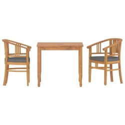 vidaXL Juego de comedor para jardín 3 pzas madera maciza de teca