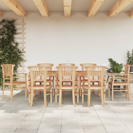vidaXL Juego de comedor para jardín 9 piezas madera maciza de teca