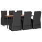 vidaXL Set de comedor de jardín 7 pzas y cojines ratán sintético negro vidaXL Set de comedor de jardín 7 pzas y cojines ratán sintético negro