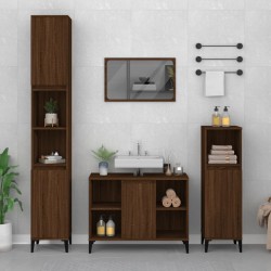 vidaXL Set de muebles baño 3 pzas madera contrachapada roble marrón