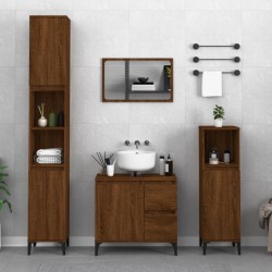 vidaXL Set de muebles de baño 3 pzas madera contrachapada roble marrón