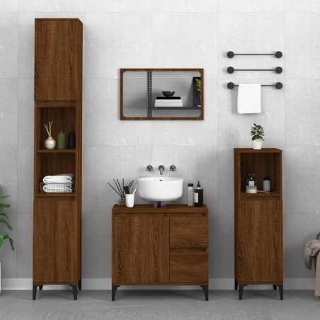 vidaXL Set de muebles de baño 3 pzas madera contrachapada roble marrón