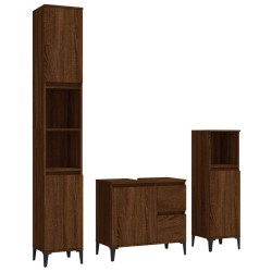vidaXL Set de muebles de baño 3 pzas madera contrachapada roble marrón