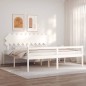vidaXL Cama personas mayores cabecero madera maciza blanco 200x200 cm vidaXL Cama personas mayores cabecero madera maciza blanco 200x200 cm