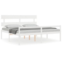 vidaXL Cama personas mayores cabecero madera maciza blanco 200x200 cm