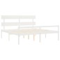 vidaXL Cama personas mayores cabecero madera maciza blanco 200x200 cm vidaXL Cama personas mayores cabecero madera maciza blanco 200x200 cm