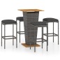 vidaXL Set de muebles de bar de jardín 5 pzas y cojines ratán PE gris vidaXL Set de muebles de bar de jardín 5 pzas y cojines ratán PE gris