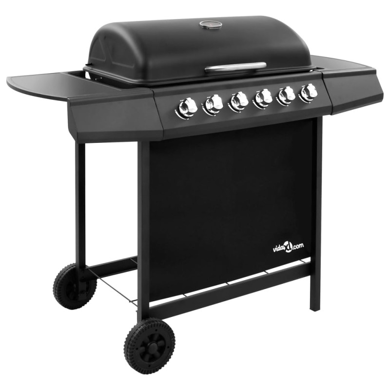 vidaXL Barbacoa de gas con 6 fogones negro vidaXL Barbacoa de gas con 6 fogones negro