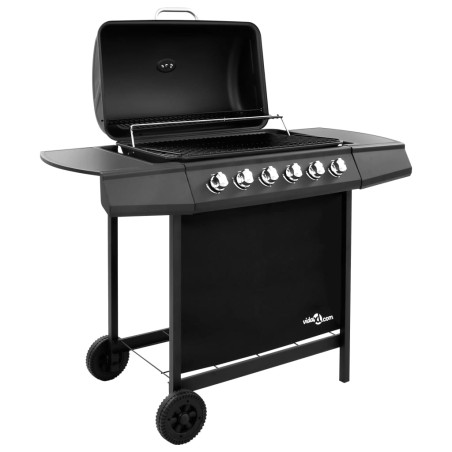 vidaXL Barbacoa de gas con 6 fogones negro