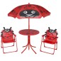 vidaXL Set mesa y sillas de jardín infantil 3 pzas con sombrilla rojo vidaXL Set mesa y sillas de jardín infantil 3 pzas con sombrilla rojo