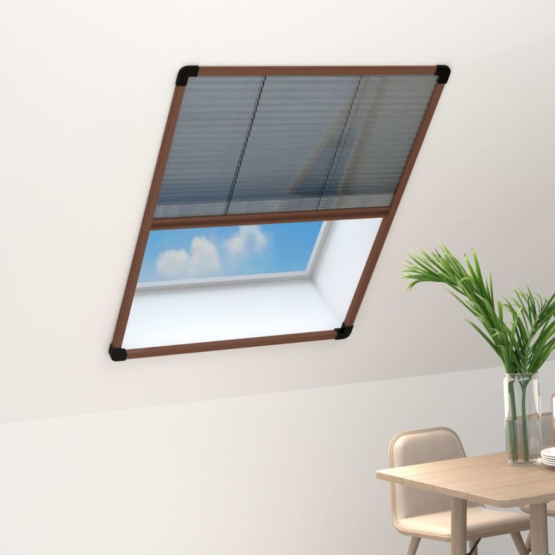vidaXL Mosquitera plisada para ventanas aluminio marrón 80x120 cm vidaXL Mosquitera plisada para ventanas aluminio marrón 80x120 cm