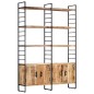 vidaXL Estantería de 4 niveles madera de mango rugosa 124x30x180 cm vidaXL Estantería de 4 niveles madera de mango rugosa 124x30x180 cm