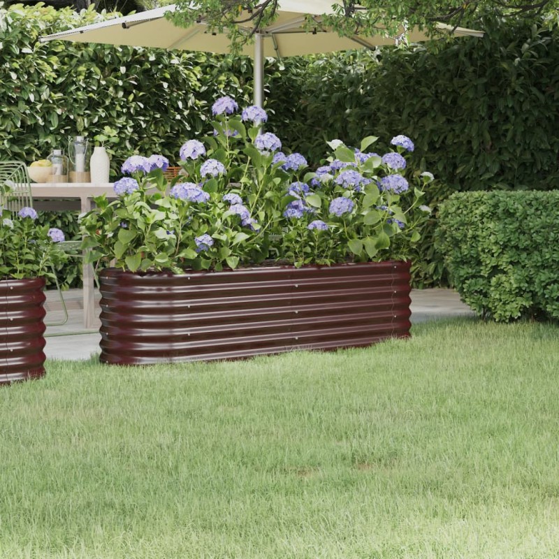 vidaXL Jardinera arriate acero recubrimiento polvo marrón 152x40x36 cm vidaXL Jardinera arriate acero recubrimiento polvo marrón 152x40x36 cm