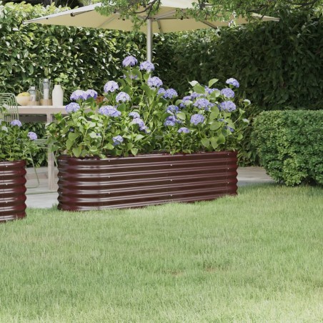 vidaXL Jardinera arriate acero recubrimiento polvo marrón 152x40x36 cm