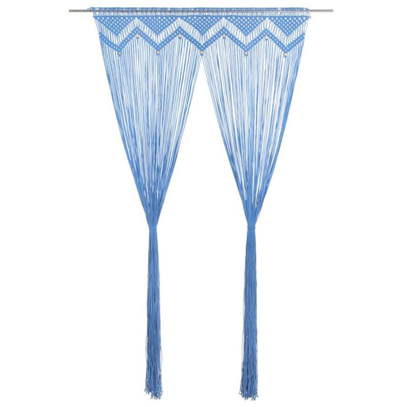 vidaXL Cortina de macramé algodón azul 140x240 cm vidaXL Cortina de macramé algodón azul 140x240 cm