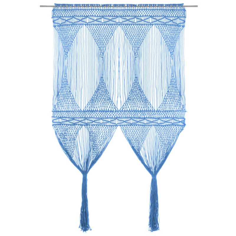 vidaXL Cortina de macramé algodón azul 140x240 cm vidaXL Cortina de macramé algodón azul 140x240 cm