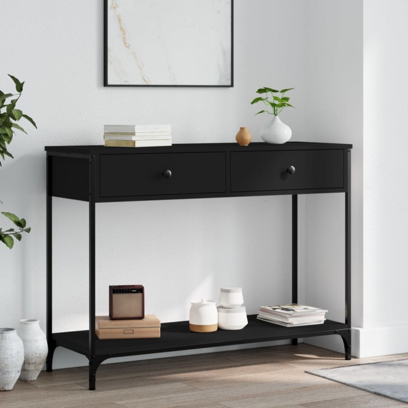 vidaXL Mesa consola madera de ingeniería negra 100x34,5x75 cm vidaXL Mesa consola madera de ingeniería negra 100x34,5x75 cm