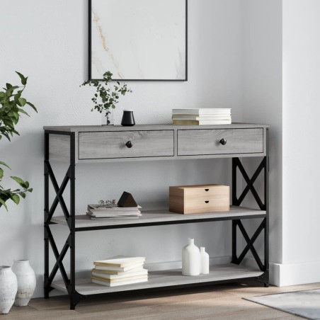 vidaXL Mesa consola madera de ingeniería gris Sonoma 100x28x75 cm
