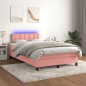 vidaXL Cama box spring con colchón y LED terciopelo rosa 120x190 cm vidaXL Cama box spring con colchón y LED terciopelo rosa 120x190 cm