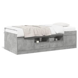 vidaXL Tumbona con cajones madera ingeniería gris hormigón 75x190 cm