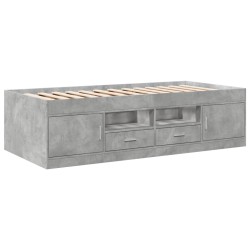 vidaXL Tumbona con cajones madera ingeniería gris hormigón 75x190 cm
