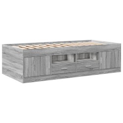 vidaXL Tumbona con cajones madera ingeniería gris Sonoma 75x190 cm