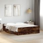 vidaXL Cama con cajones madera de ingeniería roble ahumado 140x190 cm vidaXL Cama con cajones madera de ingeniería roble ahumado 140x190 cm