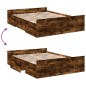 vidaXL Cama con cajones madera de ingeniería roble ahumado 140x190 cm vidaXL Cama con cajones madera de ingeniería roble ahumado 140x190 cm