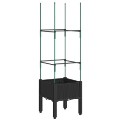 vidaXL Jardinera con enrejado PP negro 40x40x142,5 cm