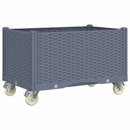 vidaXL Jardinera con ruedas PP gris 80x50x54 cm