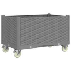 vidaXL Jardinera con ruedas PP gris claro 80x50x54 cm