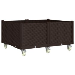 vidaXL Jardinera con ruedas PP marrón 100x80x54 cm