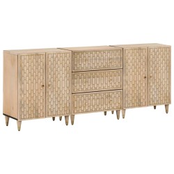 vidaXL Aparador 3 piezas madera maciza de mango 60x33x75 cm