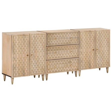 vidaXL Aparador 3 piezas madera maciza de mango 60x33x75 cm