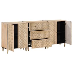 vidaXL Aparador 3 piezas madera maciza de mango 60x33x75 cm