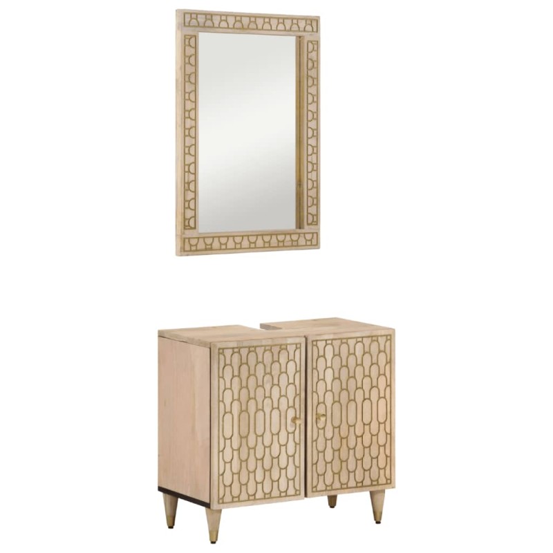 vidaXL Conjunto de muebles de baño 2 piezas madera maciza de mango vidaXL Conjunto de muebles de baño 2 piezas madera maciza de mango