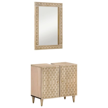 vidaXL Conjunto de muebles de baño 2 piezas madera maciza de mango