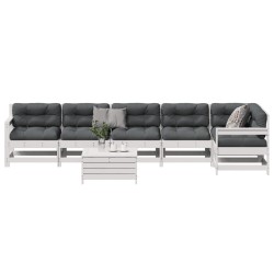 vidaXL Set muebles jardín 7 pzas con cojines madera maciza pino blanco