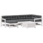 vidaXL Set muebles jardín 7 pzas con cojines madera maciza pino blanco vidaXL Set muebles jardín 7 pzas con cojines madera maciza pino blanco