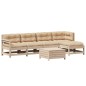 vidaXL Juego de muebles de jardín 6 pzas y cojines madera maciza pino vidaXL Juego de muebles de jardín 6 pzas y cojines madera maciza pino