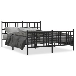 vidaXL Estructura de cama cabecero y estribo metal negro 150x200 cm