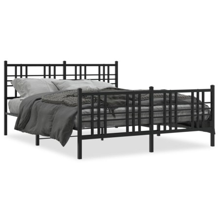 vidaXL Estructura de cama cabecero y estribo metal negro 150x200 cm