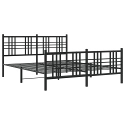 vidaXL Estructura de cama cabecero y estribo metal negro 150x200 cm