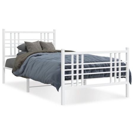 vidaXL Estructura cama metal con cabecero y pie cama blanca 100x200 cm