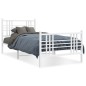 vidaXL Estructura cama metal con cabecero y pie cama blanca 100x200 cm