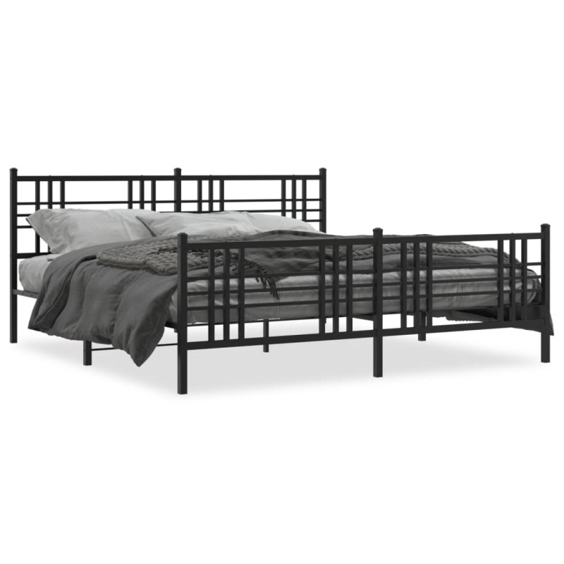 vidaXL Estructura de cama cabecero y estribo metal negro 180x200 cm vidaXL Estructura de cama cabecero y estribo metal negro 180x200 cm