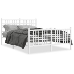 vidaXL Estructura cama metal con cabecero y estribo blanco 140x200 cm